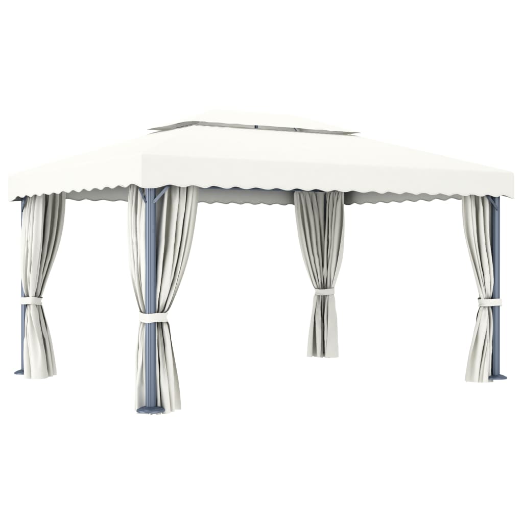 vidaXL Pavillon mit Vorhang Cremeweiß Aluminium