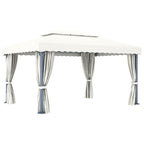 vidaXL Pavillon mit Vorhang Cremeweiß Aluminium