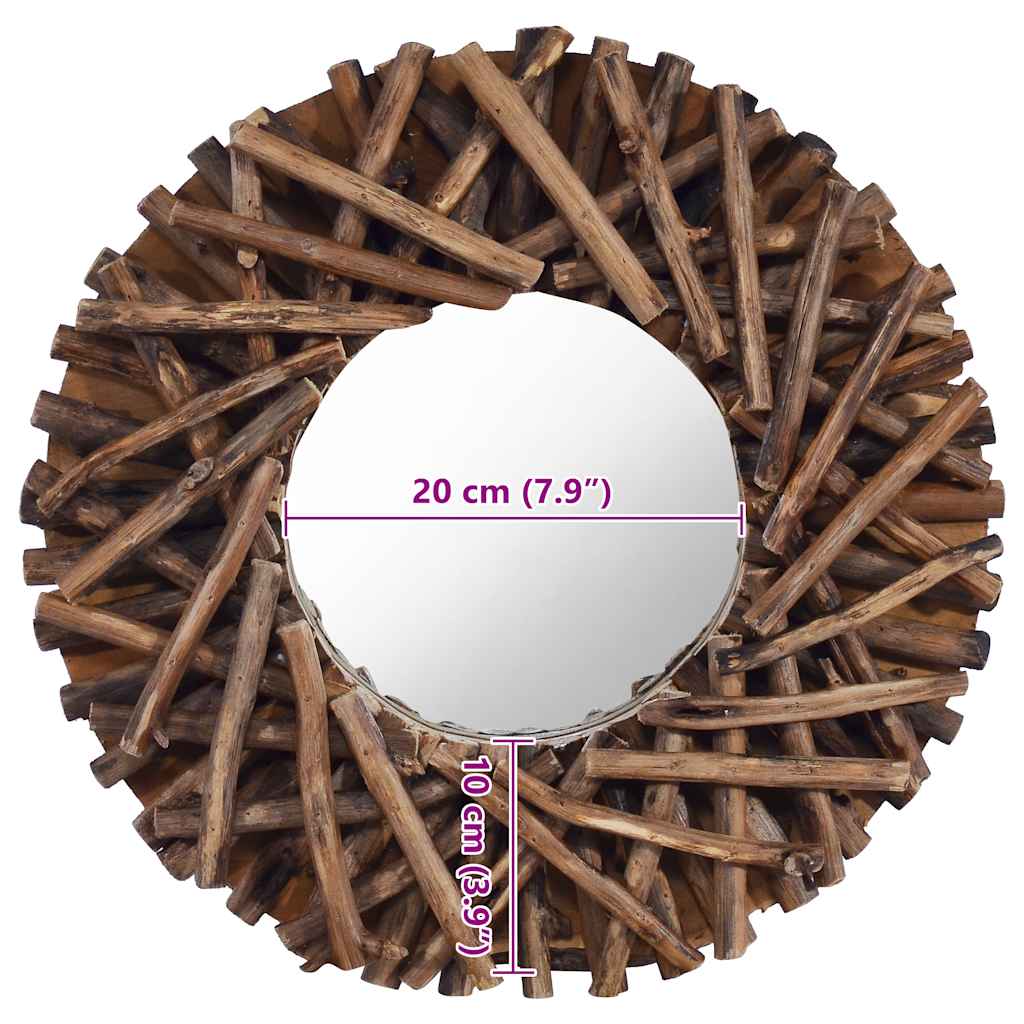 vidaXL Wandspiegel Teak Rund