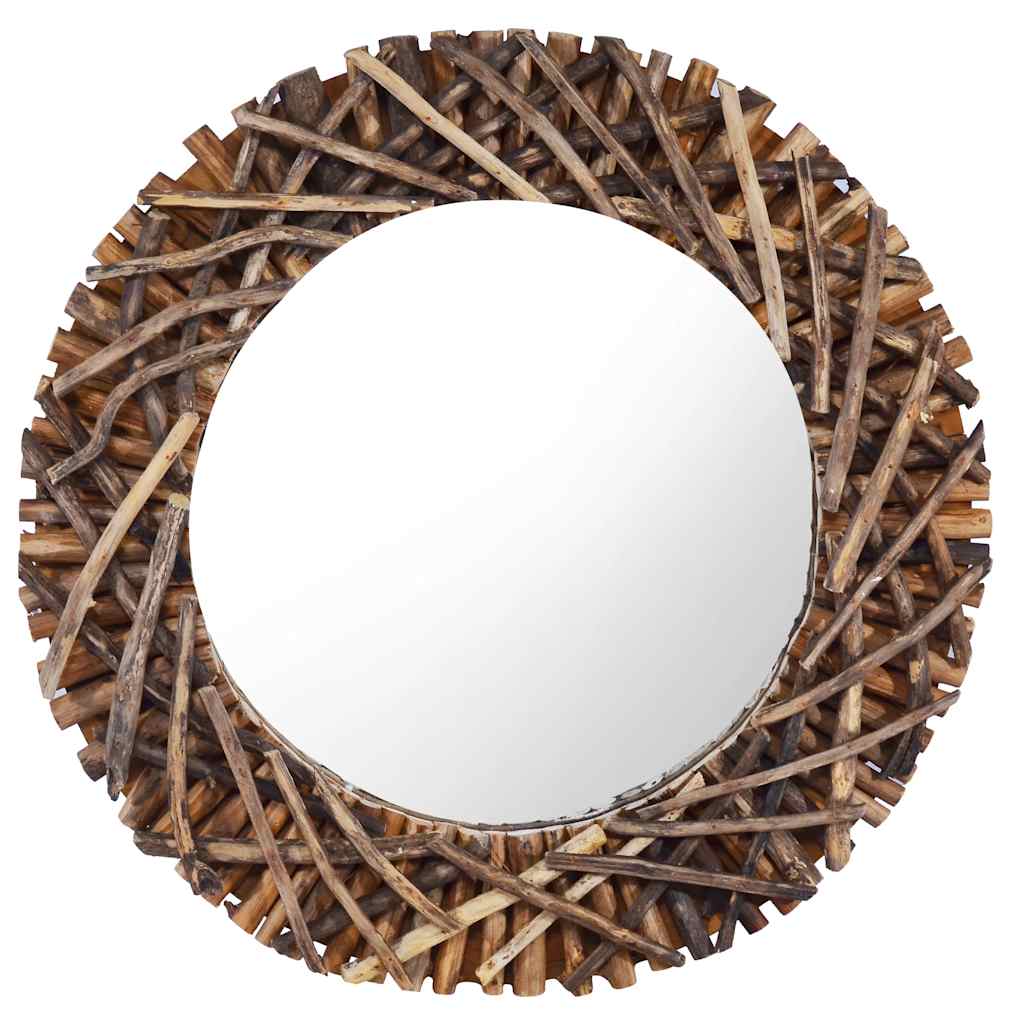 vidaXL Wandspiegel Teak Rund