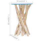 vidaXL Couchtisch mit Glasplatte 35x35x50 cm Massivholz Teak