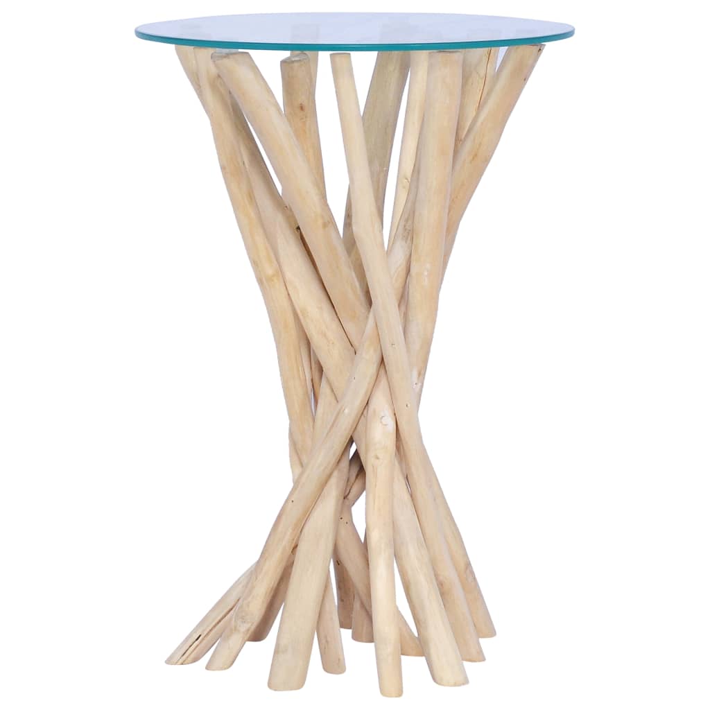 vidaXL Couchtisch mit Glasplatte 35x35x50 cm Massivholz Teak
