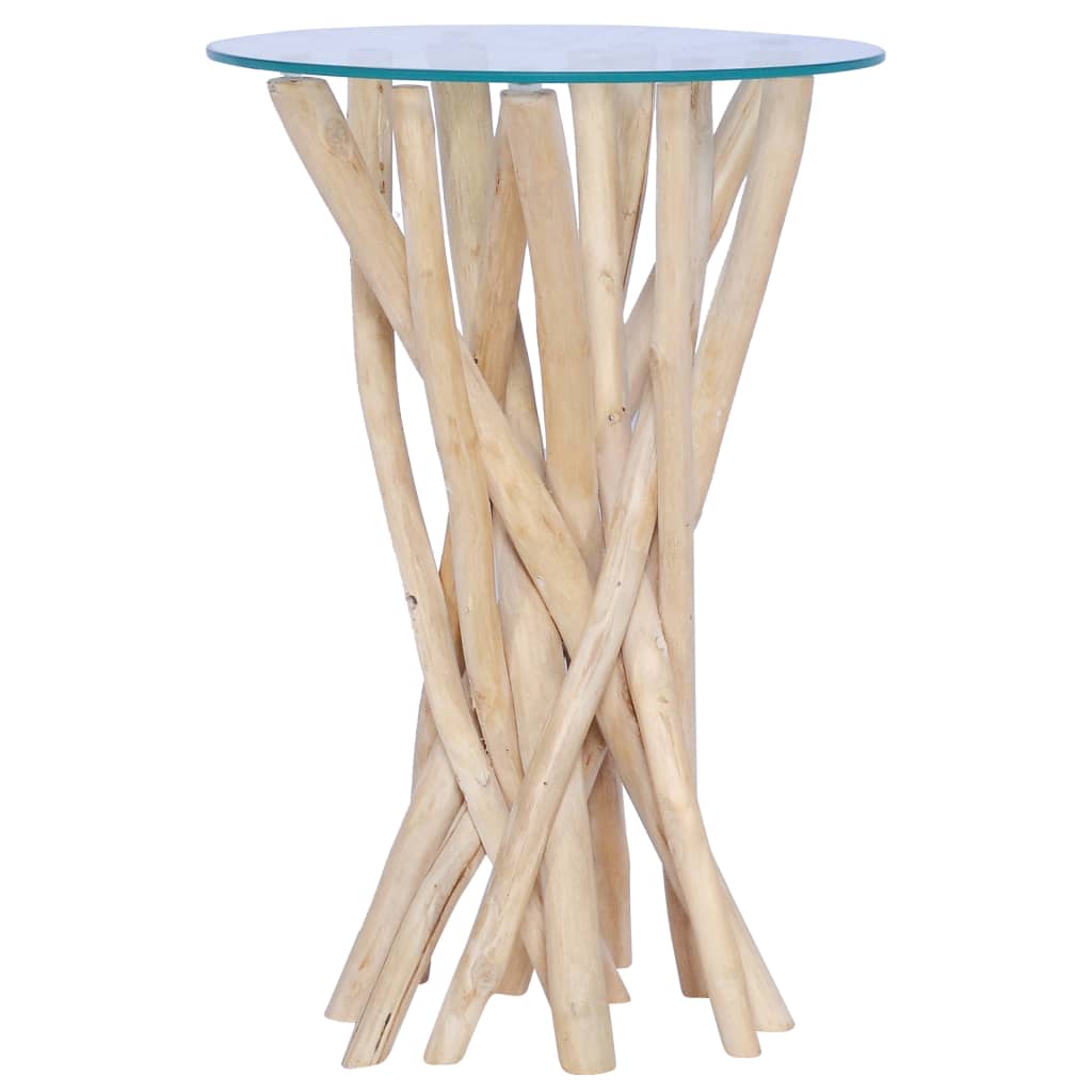 vidaXL Couchtisch mit Glasplatte 35x35x50 cm Massivholz Teak