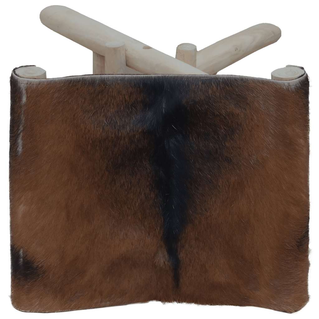 vidaXL Klapphocker Ziegenleder und Massivholz Teak