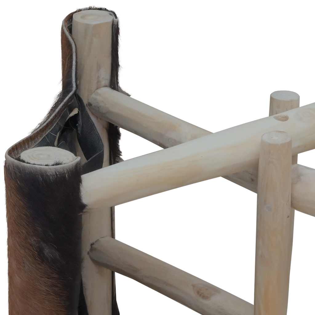 vidaXL Klapphocker Ziegenleder und Massivholz Teak