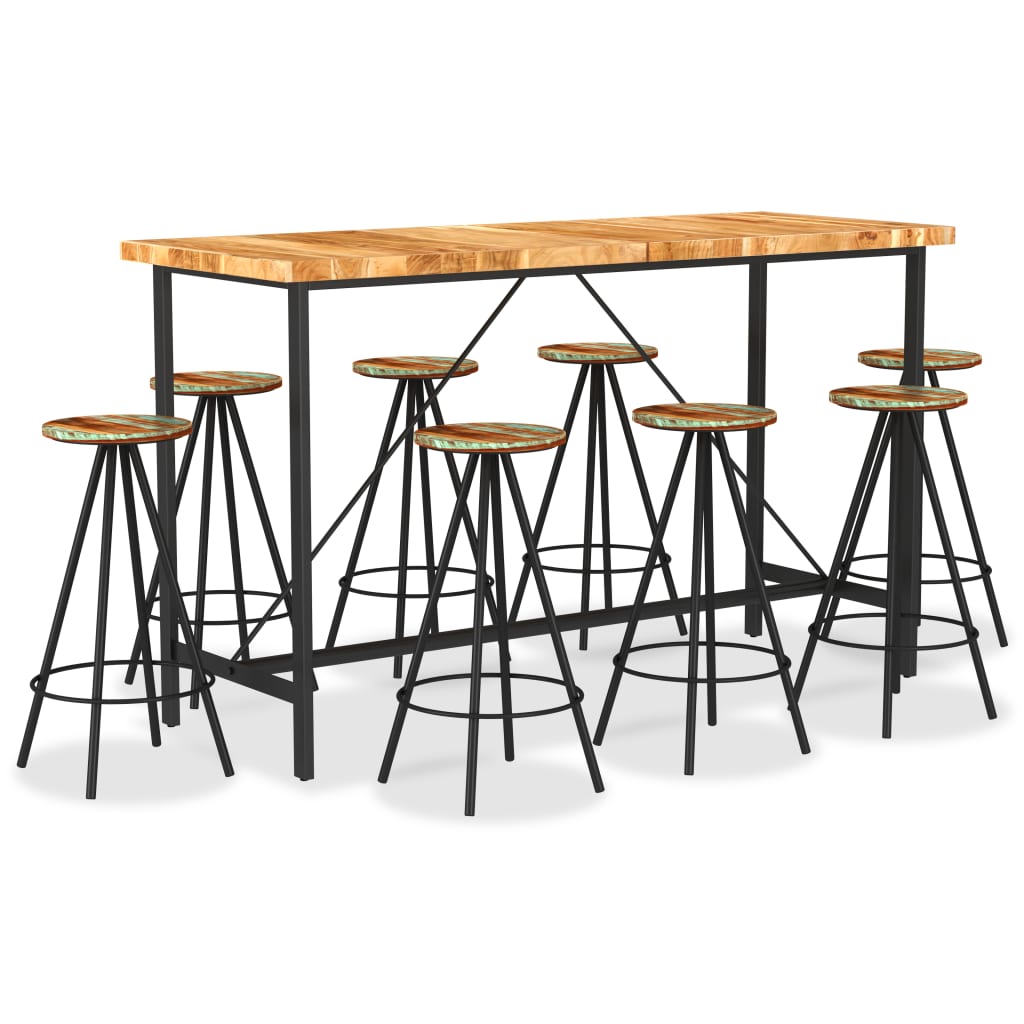 vidaXL 9-tlg. Bar-Set Massivholz Akazie und Altholz