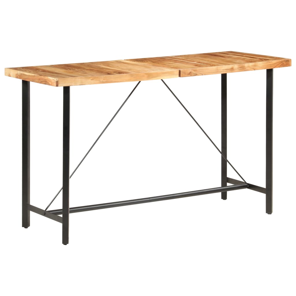 vidaXL 9-tlg. Bar-Set Massivholz Akazie, Echtleder und Canvas