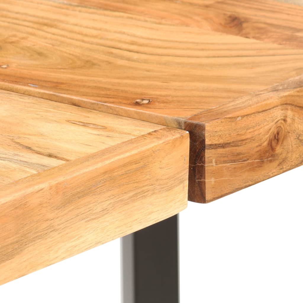 vidaXL 9-tlg. Bar-Set Massivholz Akazie, Echtleder und Canvas