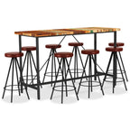 vidaXL 9-tlg. Bar-Set Recyceltes Massivholz und Echtleder