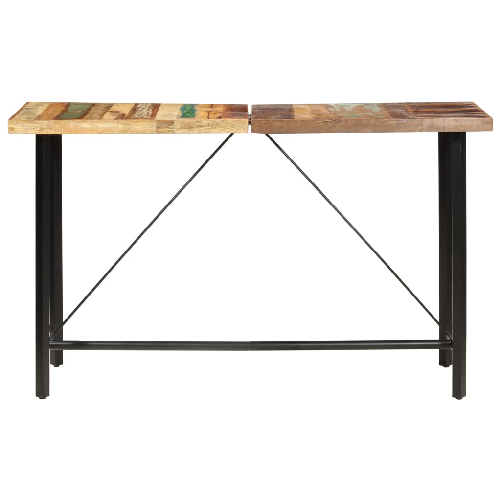 vidaXL 9-tlg. Bar-Set Recyceltes Massivholz und Echtleder