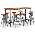 vidaXL 9-tlg. Bar-Set Recyceltes Massivholz, Echtleder und Canvas