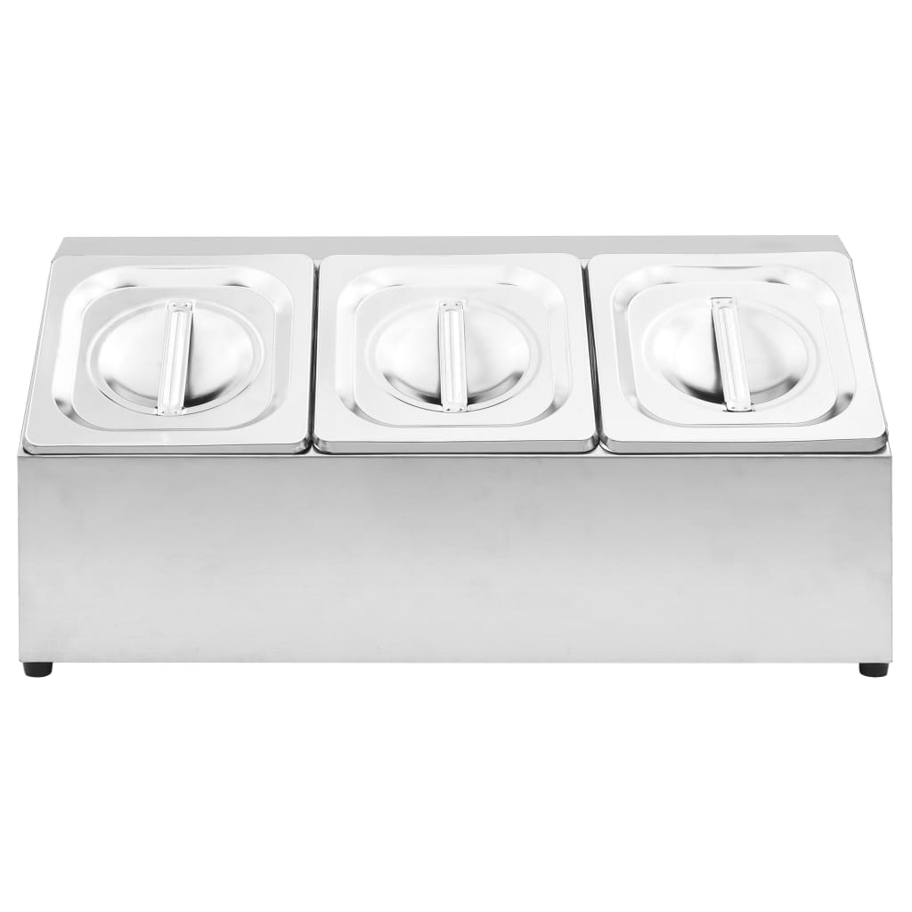 vidaXL Gastronorm-Ständer mit 3 GN 1/6 Behältern Edelstahl