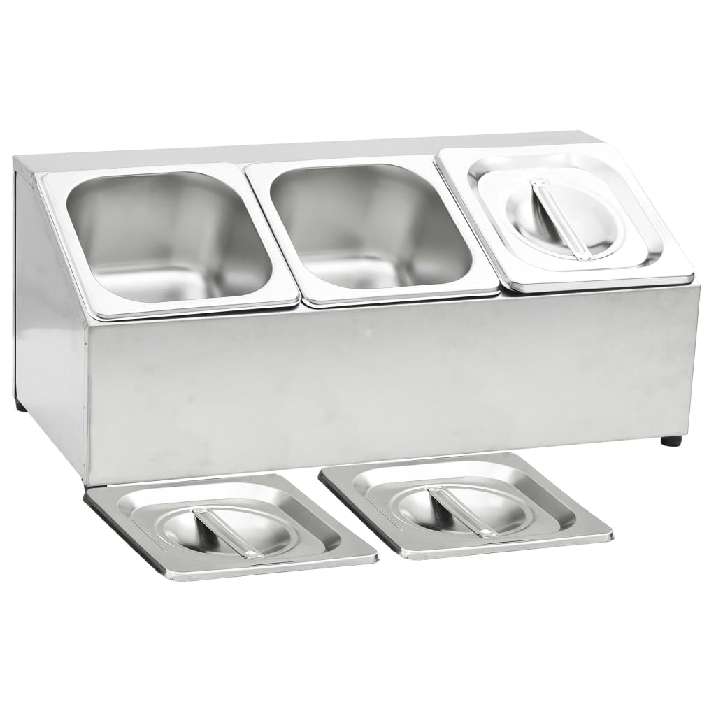 vidaXL Gastronorm-Ständer mit 3 GN 1/6 Behältern Edelstahl
