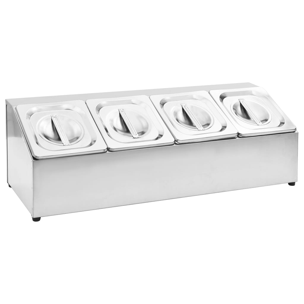vidaXL Gastronorm-Ständer mit 4 GN 1/6 Behältern Edelstahl