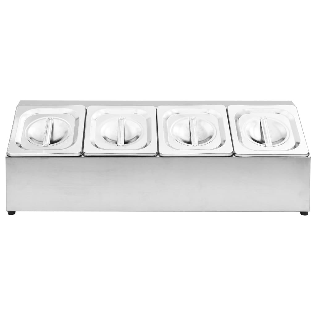 vidaXL Gastronorm-Ständer mit 4 GN 1/6 Behältern Edelstahl