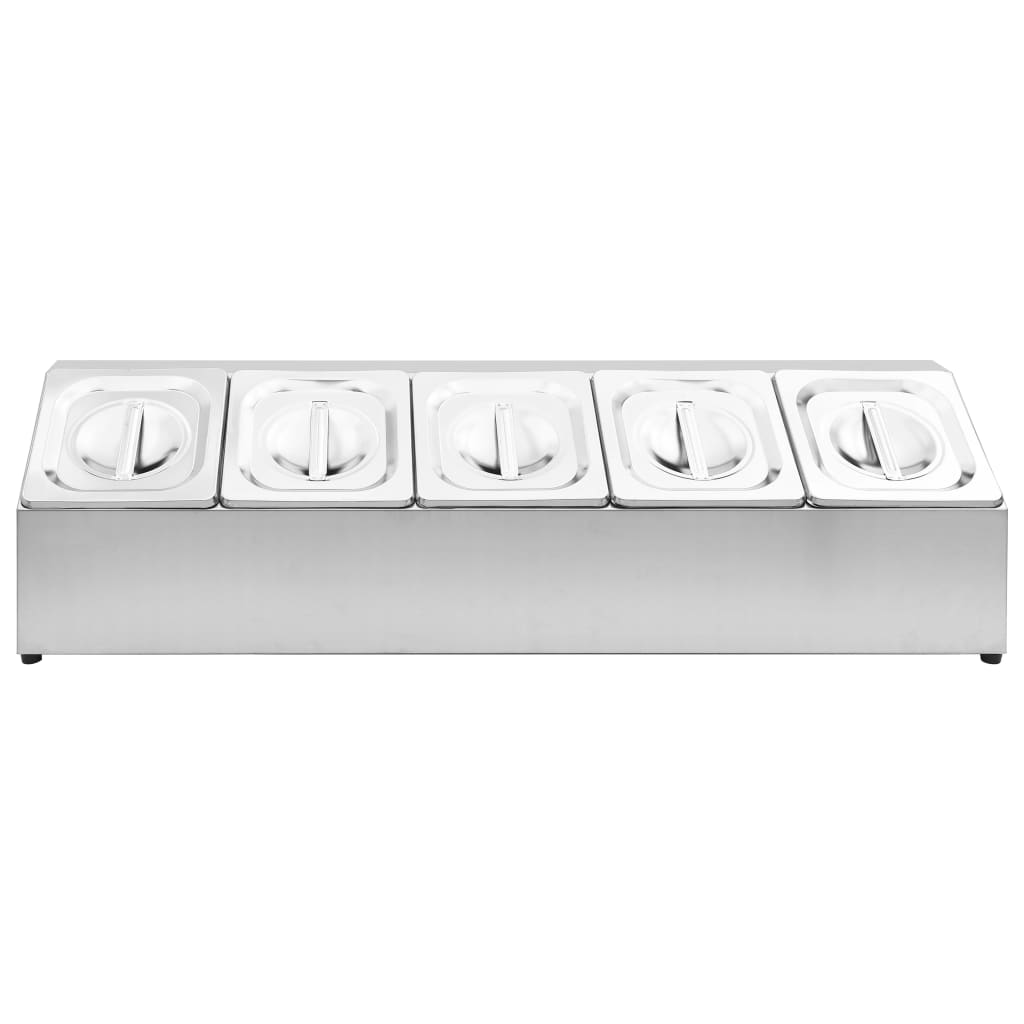 vidaXL Gastronorm-Ständer mit 5 GN 1/6 Behältern Edelstahl
