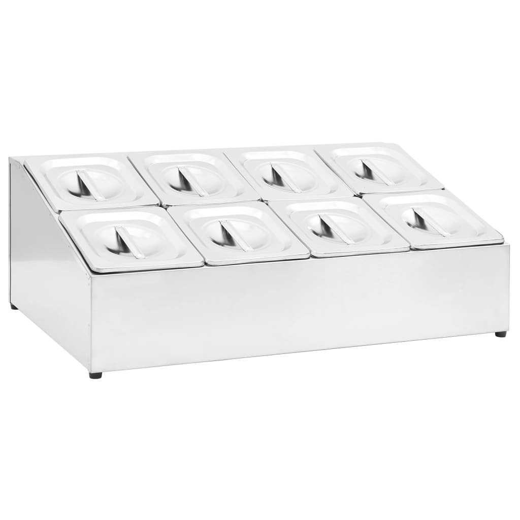 vidaXL Gastronorm-Ständer mit 8 GN 1/6 Behältern Edelstahl