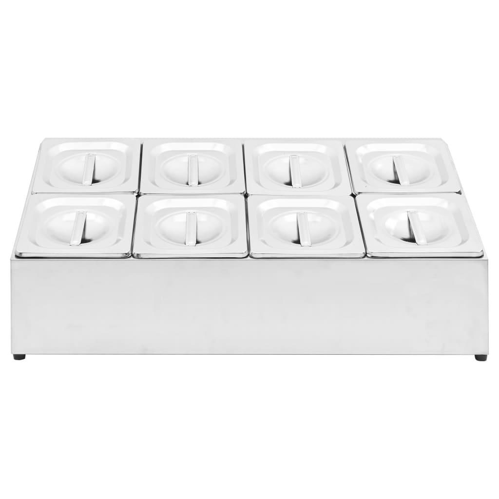 vidaXL Gastronorm-Ständer mit 8 GN 1/6 Behältern Edelstahl