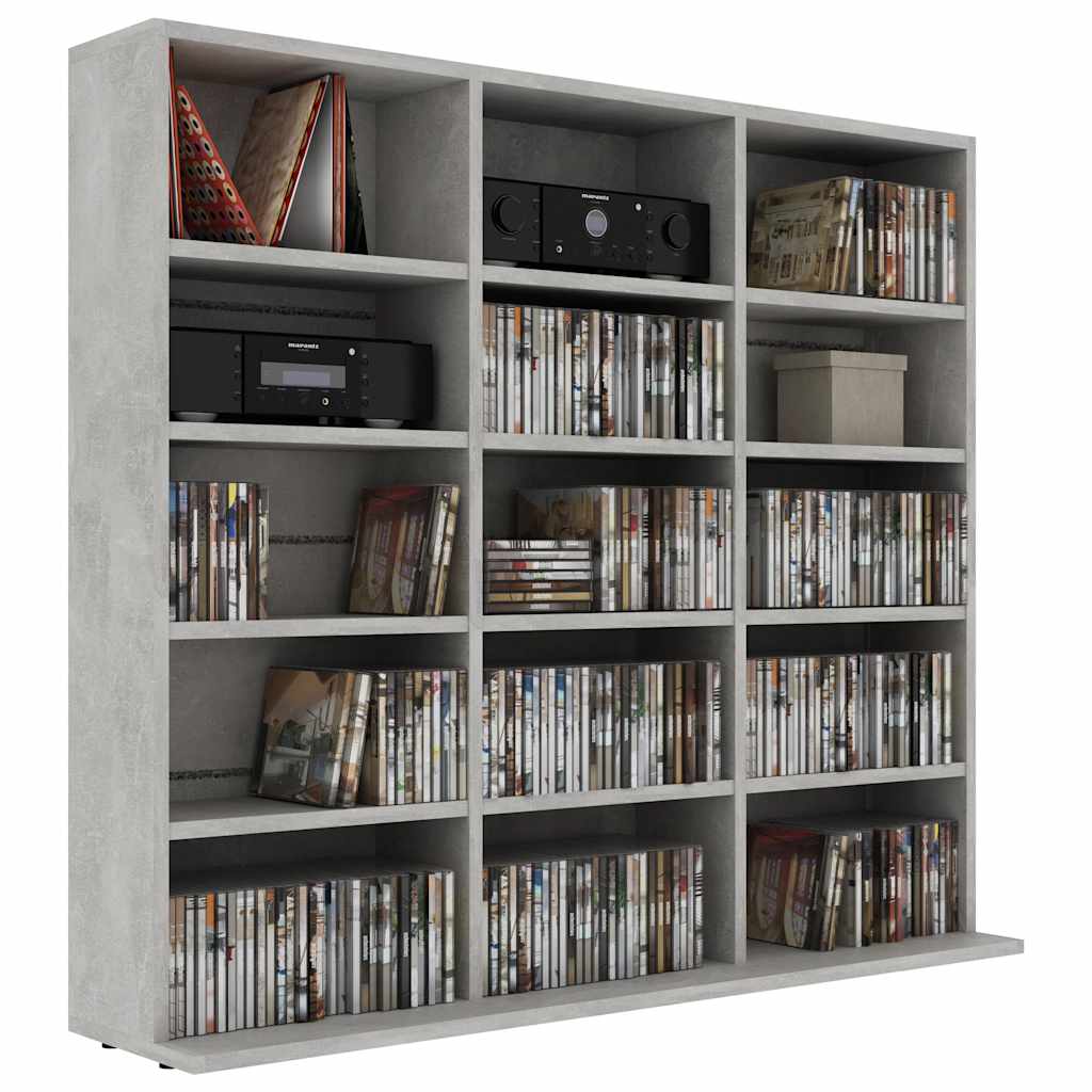 vidaXL CD-Regal Betongrau 100x23x89,5 cm Holzwerkstoff