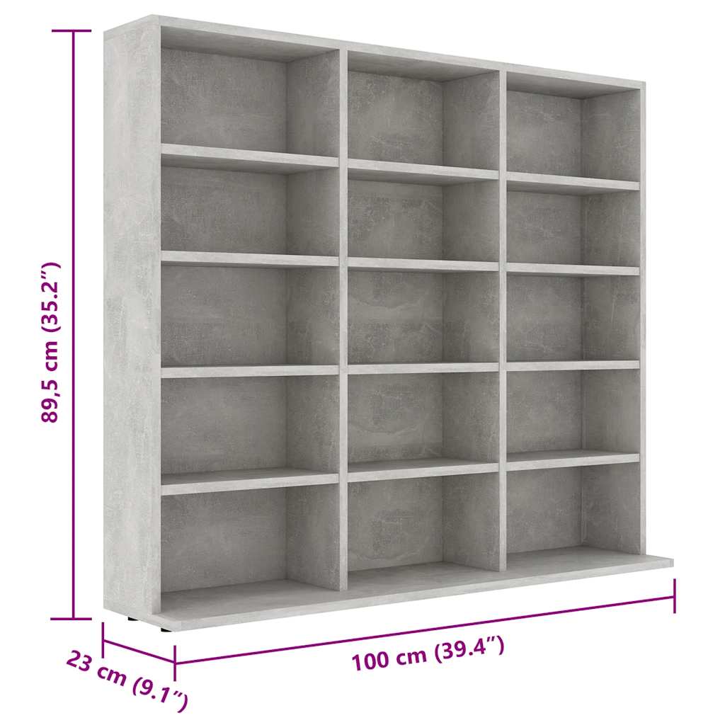 vidaXL CD-Regal Betongrau 100x23x89,5 cm Holzwerkstoff