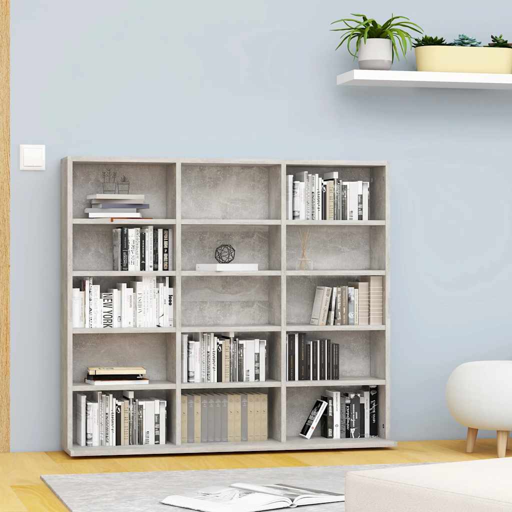 vidaXL CD-Regal Betongrau 100x23x89,5 cm Holzwerkstoff