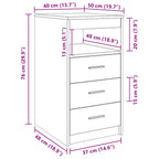 vidaXL Sideboard mit Schubladen Betongrau 40x50x76 cm Holzwerkstoff