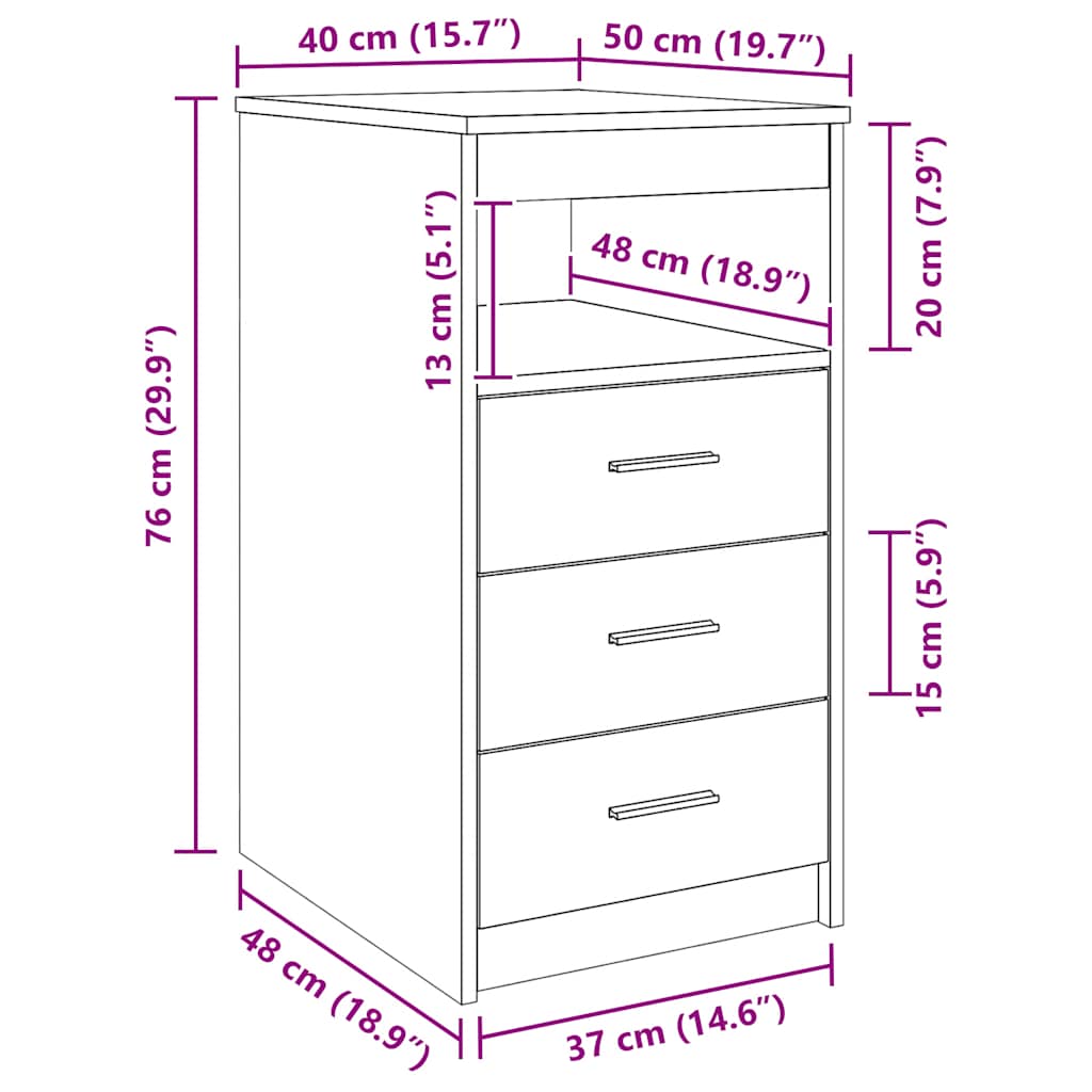 vidaXL Sideboard mit Schubladen Betongrau 40x50x76 cm Holzwerkstoff