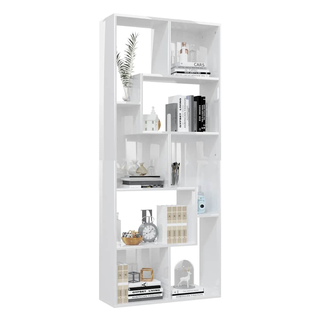 vidaXL Bücherregal Hochglanz-Weiß 67x24x161 cm Holzwerkstoff
