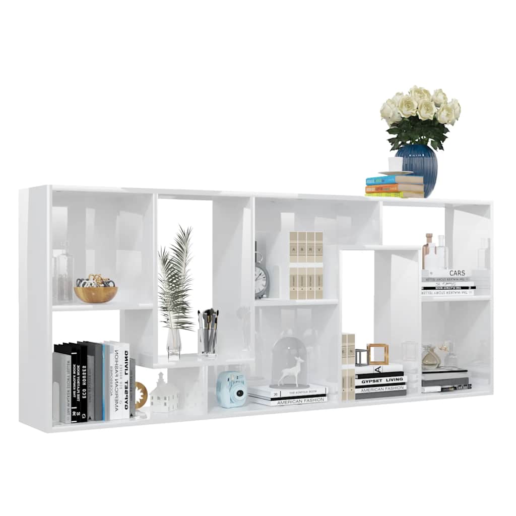 vidaXL Bücherregal Hochglanz-Weiß 67x24x161 cm Holzwerkstoff