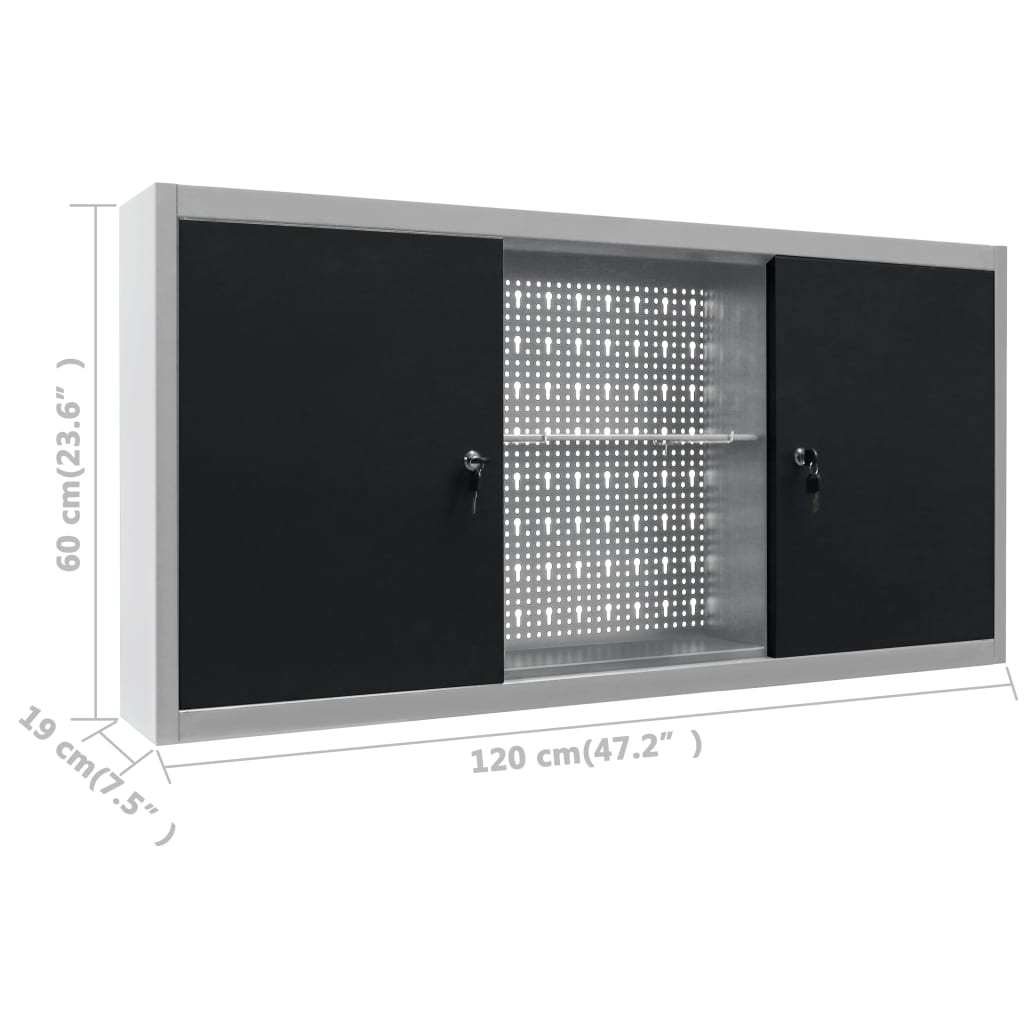vidaXL Werkbank mit 3 Werkzeugwänden und 1 Wandschrank