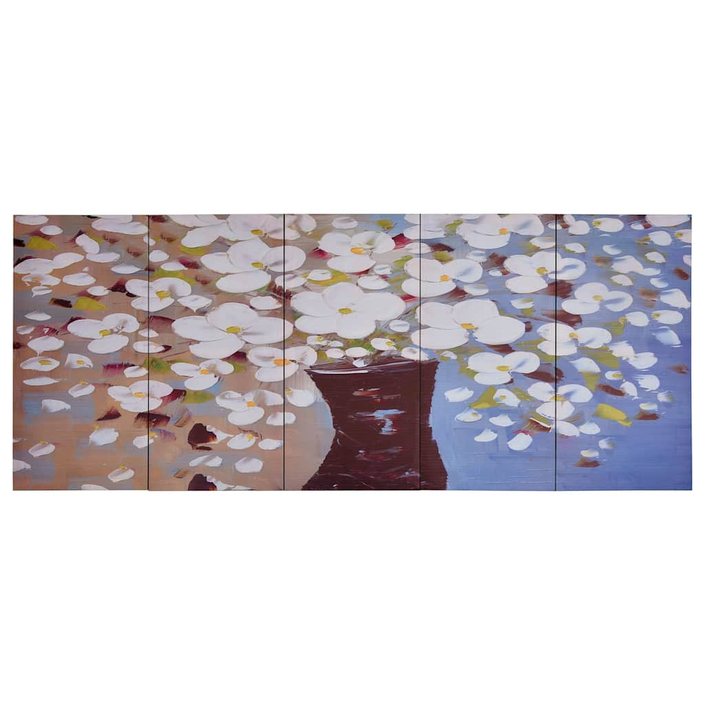 vidaXL Leinwandbild-Set Blumen in Vase Mehrfarbig