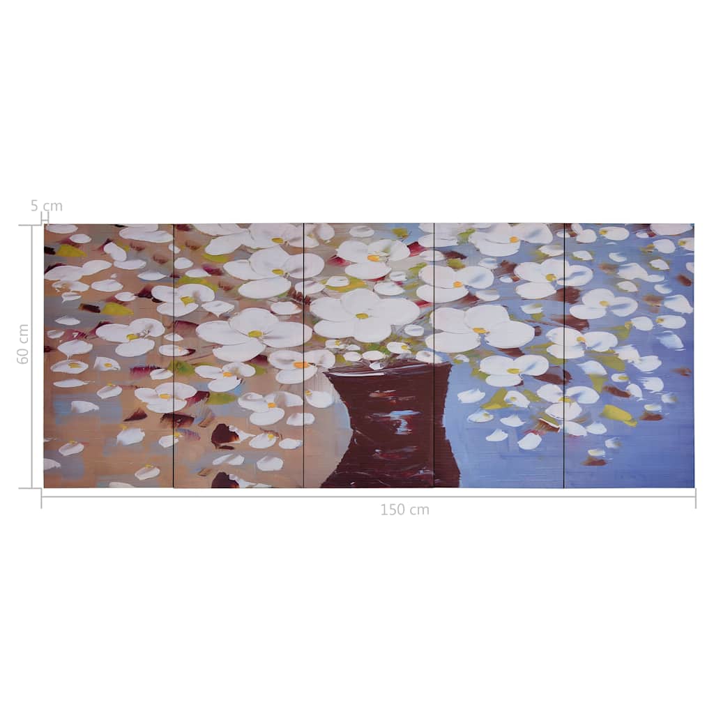 vidaXL Leinwandbild-Set Blumen in Vase Mehrfarbig