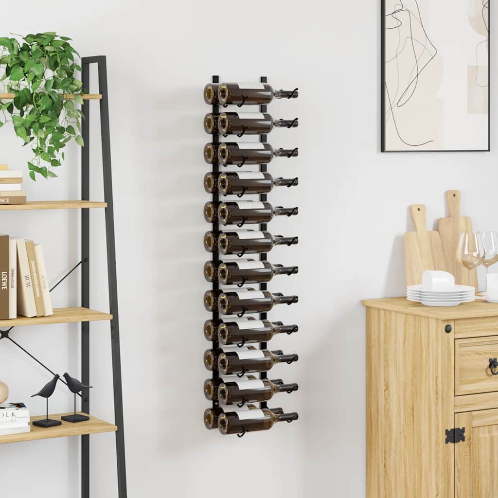 vidaXL Wand-Weinregal für 24 Flaschen Schwarz Eisen