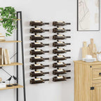 vidaXL Wand-Weinregale für 18 Flaschen 2 Stk. Schwarz Eisen