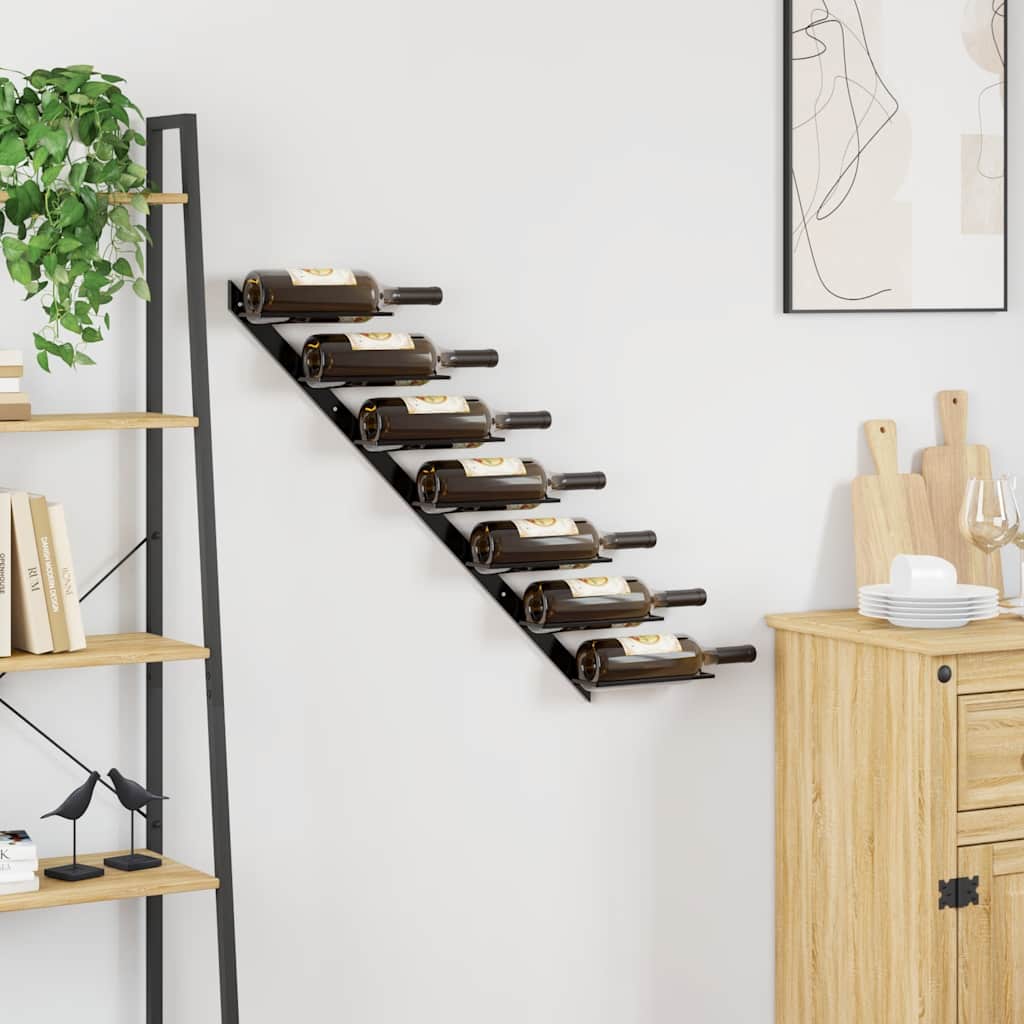vidaXL Wand-Weinregal für 7 Flaschen Schwarz Metall