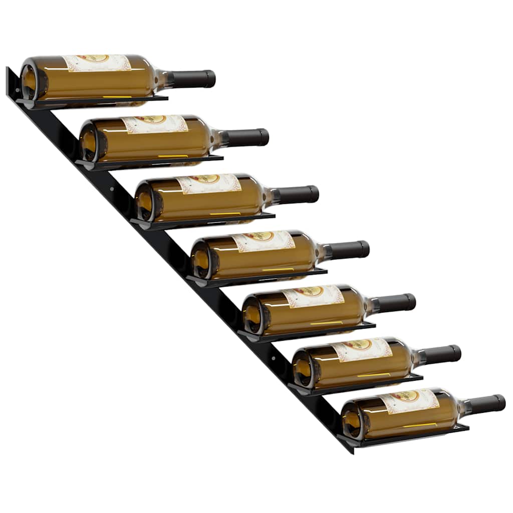 vidaXL Wand-Weinregal für 7 Flaschen Schwarz Metall