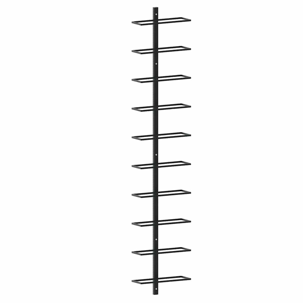 vidaXL Wand-Weinregal für 10 Flaschen Schwarz Metall