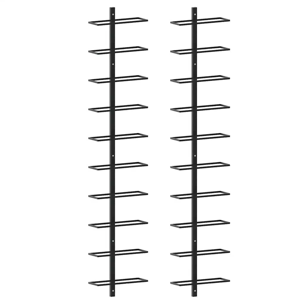 vidaXL Wand-Weinregale für 20 Flaschen 2 Stk. Schwarz Metall