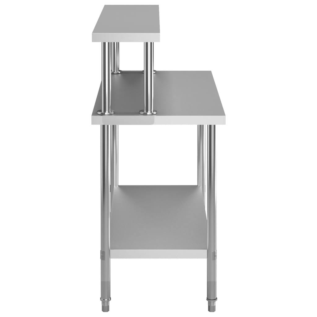 vidaXL Küchen-Arbeitstisch mit Aufsatzboard 120×60×120 cm Edelstahl