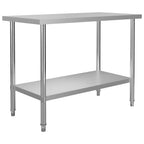vidaXL Küchen-Arbeitstisch mit Aufsatzboard 120×60×120 cm Edelstahl