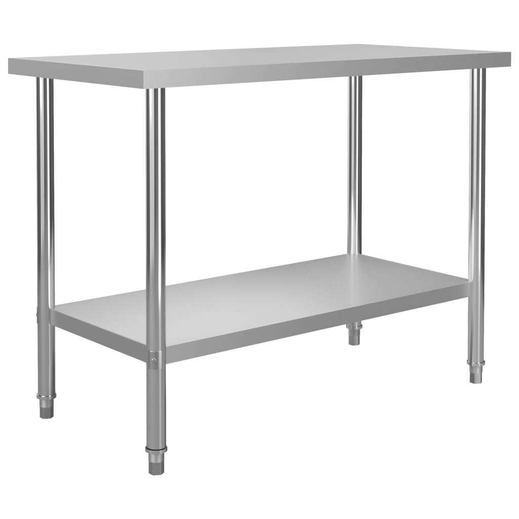 vidaXL Küchen-Arbeitstisch mit Aufsatzboard 120×60×120 cm Edelstahl