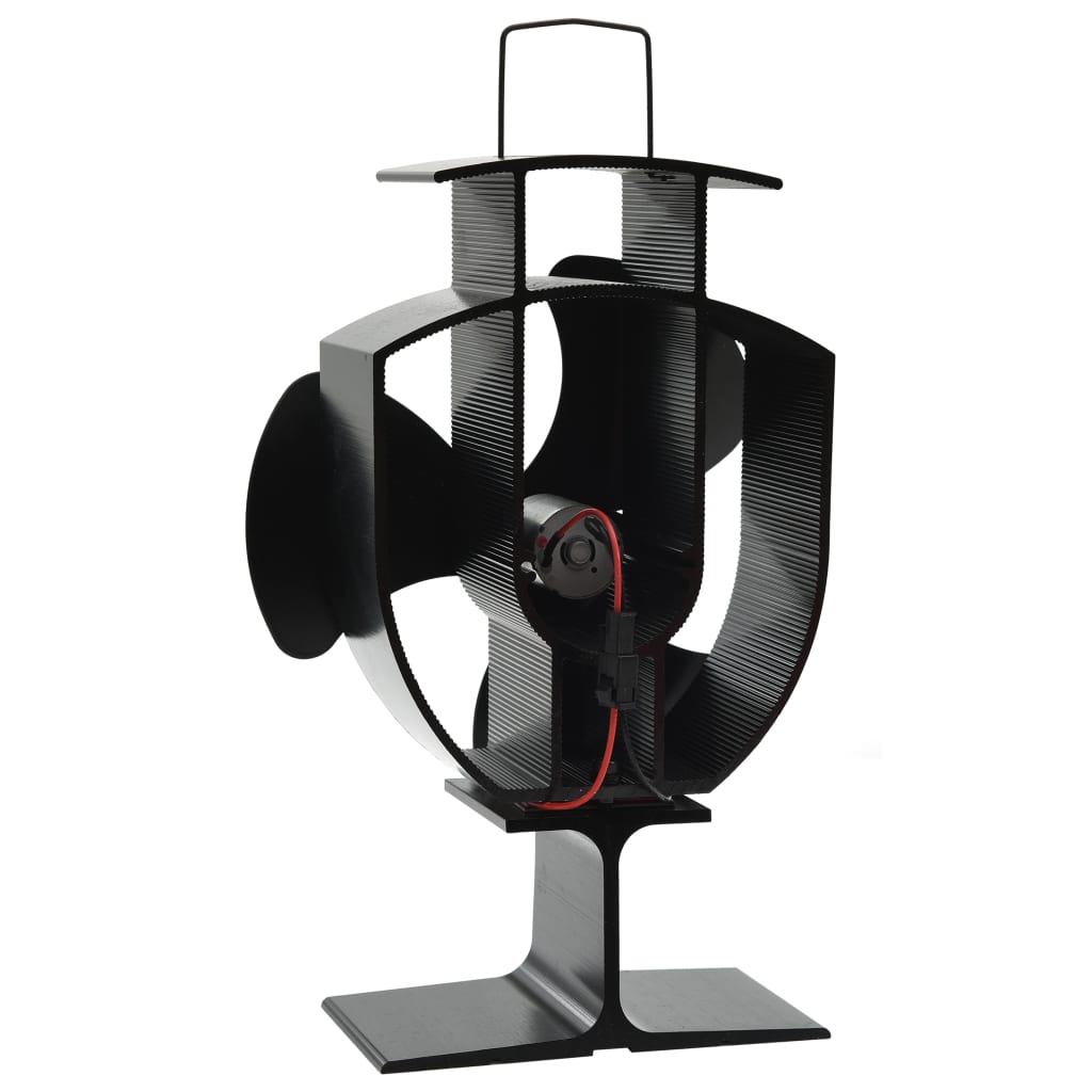 vidaXL Ofenventilator Wärmebetrieben 3 Blätter Schwarz