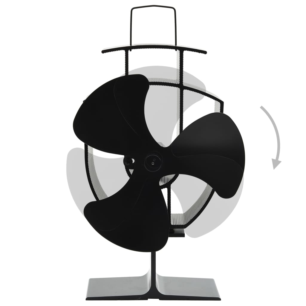 vidaXL Ofenventilator Wärmebetrieben 3 Blätter Schwarz