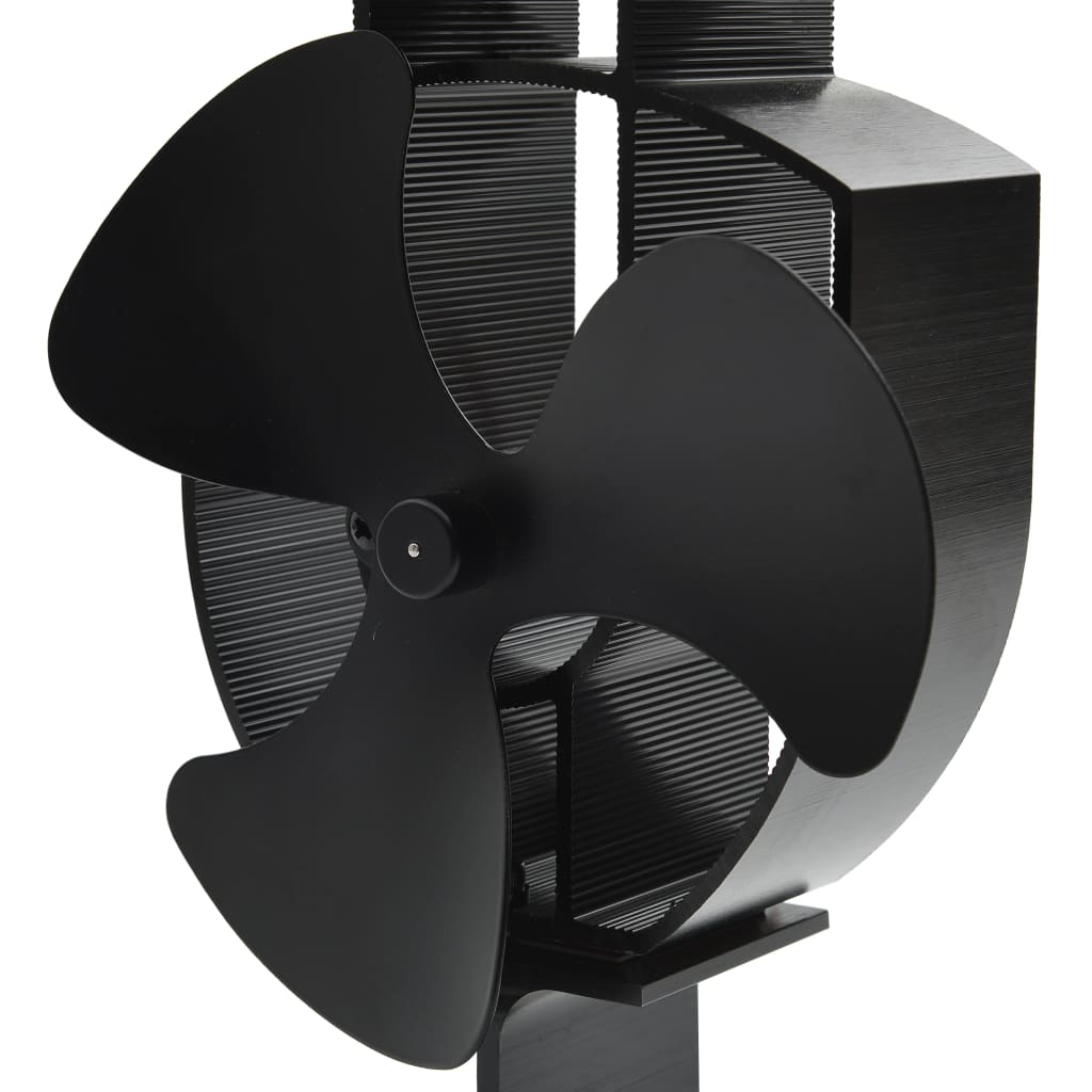 vidaXL Ofenventilator Wärmebetrieben 3 Blätter Schwarz