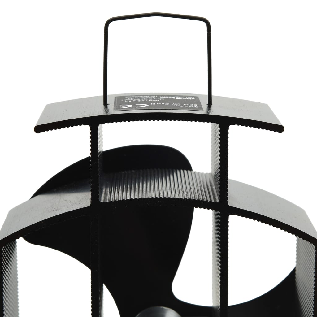 vidaXL Ofenventilator Wärmebetrieben 3 Blätter Schwarz