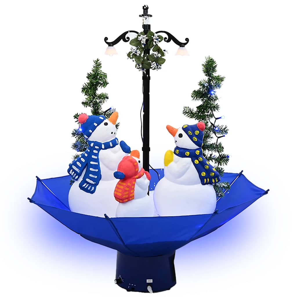 vidaXL Weihnachtsbaum mit Schnee und Schirm-Fuß Blau 75 cm PVC