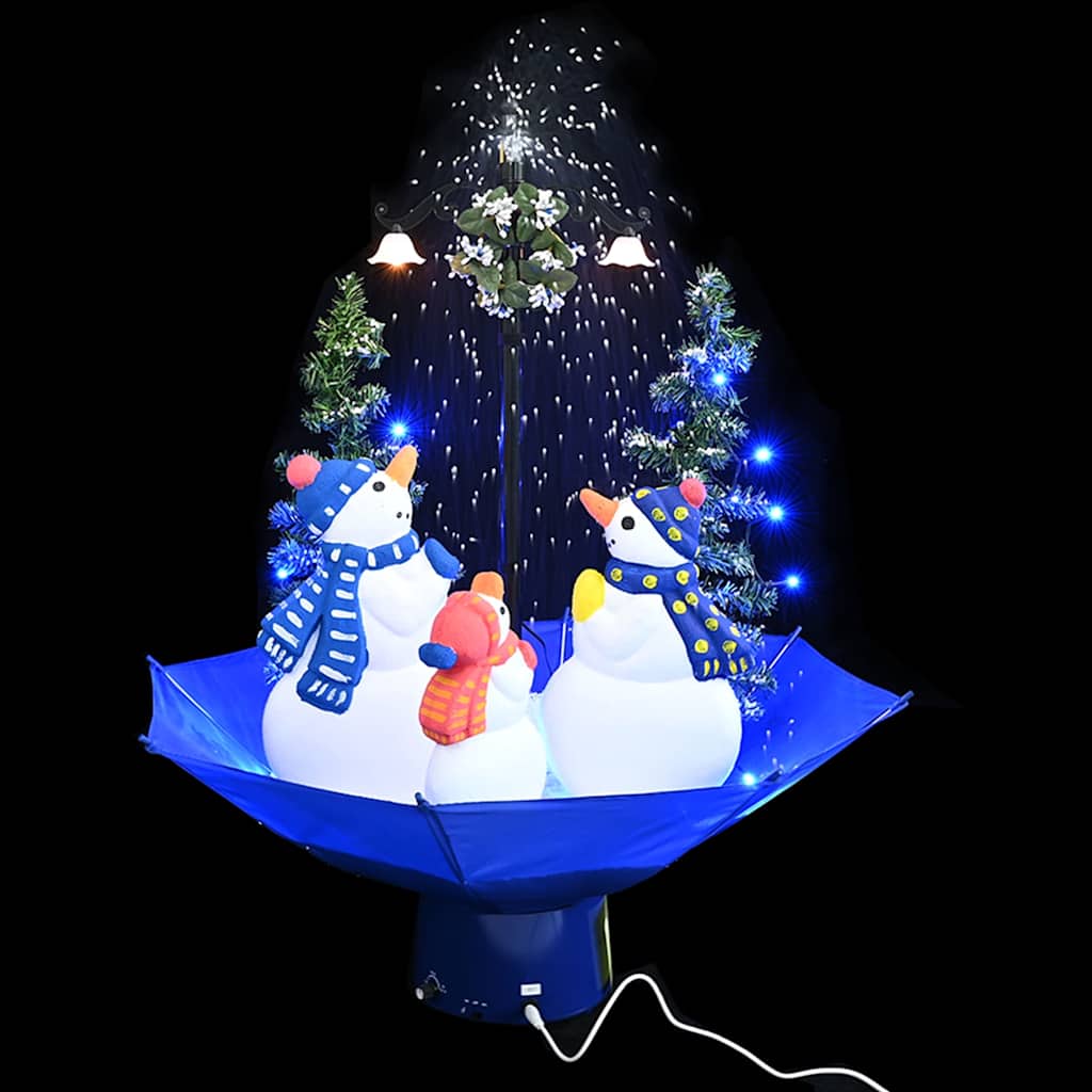 vidaXL Weihnachtsbaum mit Schnee und Schirm-Fuß Blau 75 cm PVC