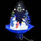 vidaXL Weihnachtsbaum mit Schnee und Schirm-Fuß Blau 75 cm PVC