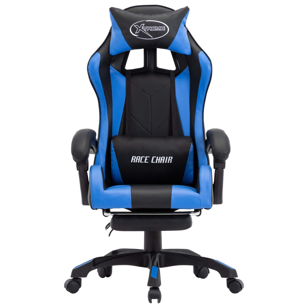 vidaXL Gaming-Stuhl mit Fußstütze Blau und Schwarz Kunstleder