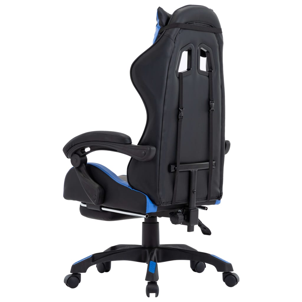 vidaXL Gaming-Stuhl mit Fußstütze Blau und Schwarz Kunstleder